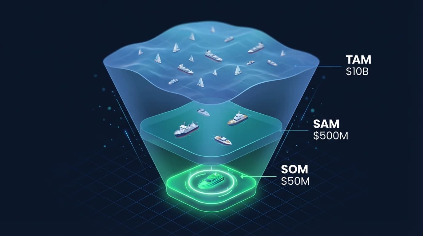 Market size calculator showing TAM SAM SOM breakdown
